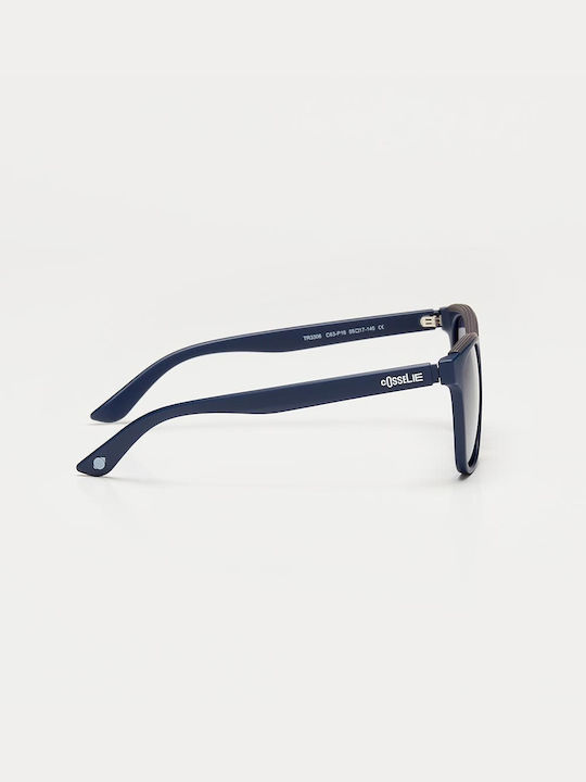 Cosselie Bondi Unisex Sunglasses with Navy Blue Horn-Rimmed Frame and Blue Lenses
