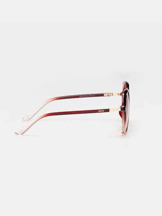 Cosselie Theda Women's Sunglasses with Black Metallic Frame and Red Gradient Lens