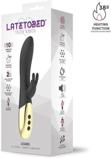 LateToBed Leums Δονητής Rabbit Μαύρος