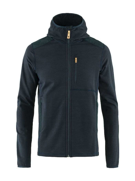 Keb Ανδρική Ζακέτα Fleece με Κουκούλα Black