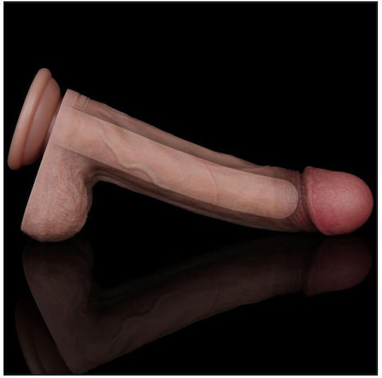 Lovetoy Dual Layered Dildo Dildo με Όρχεις και Βεντούζα 22.5cm