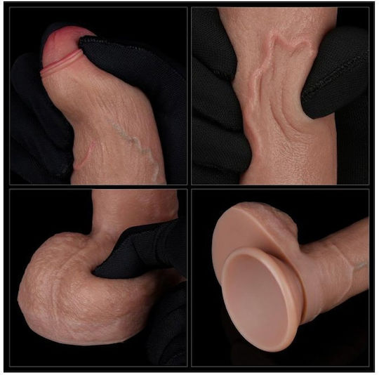 Lovetoy Dual Layered Dildo Dildo με Όρχεις και Βεντούζα Flesh 20.5cm
