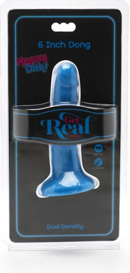 ToyJoy Happy Dicks Dong Dildo Glass Dildo With Suction Cup Blue 15cm