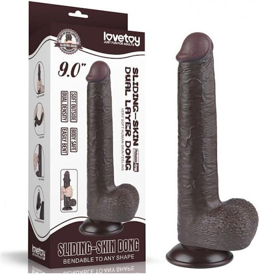 Lovetoy Dildo με Όρχεις και Βεντούζα Flesh 22cm