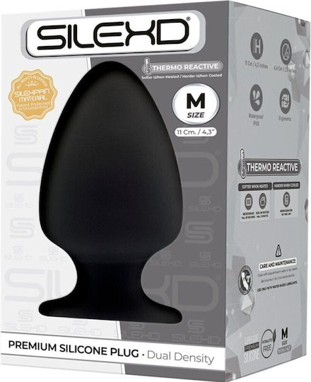 SilexD Premium Silicone Dual Density Thermo Reactive Πρωκτική Σφήνα Medium Μαύρη 11cm