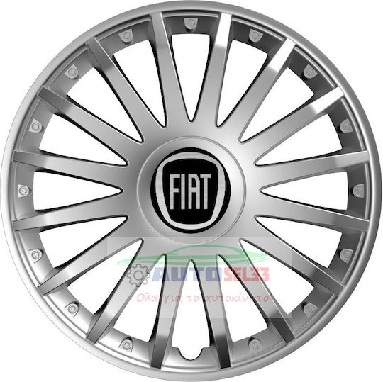 Versaco Car Hubcap Set Crystal with Fiat Emblem 14" 4pcs Silver