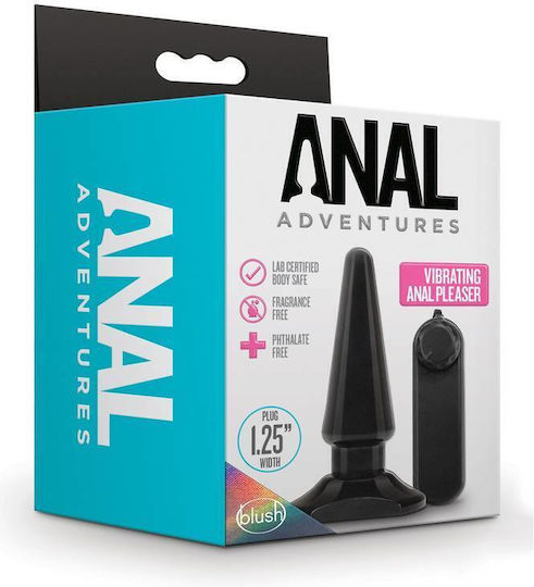 Blush Anal Adventures Basic Vibrating Anal Pleaser Anal Plug with Vibration Black