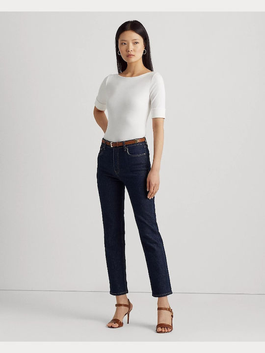 Women's Blouse Cotton with 3/4 Sleeve & Boat Neckline White