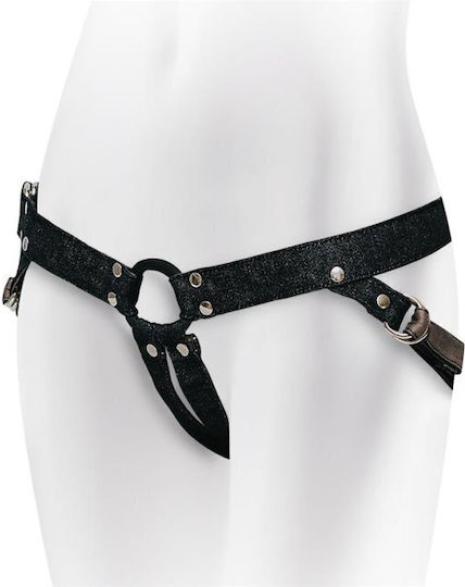 Adrien Lastic Strap-on Adjustable Denim Harness σε Μαύρο Χρώμα