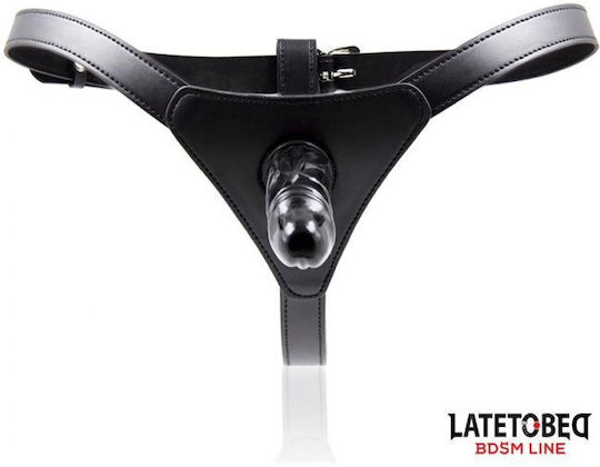 LateToBed Gurtzeug mit Dildo in Schwarz Farbe