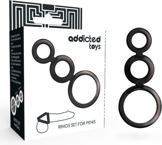 Addicted Toys Rings Set For Penis Δαχτυλίδι Πέους & Όρχεων Smoked 3τμχ