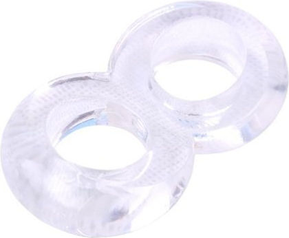 Chisa Novelties GK Power Duo Cock 8 Ball Ring Cock Ring Cocoș și testicule Transparent