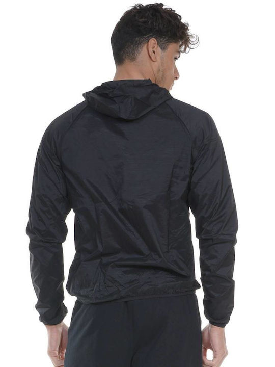 Body Action Men's Sweatshirt Jacket with Hood Black