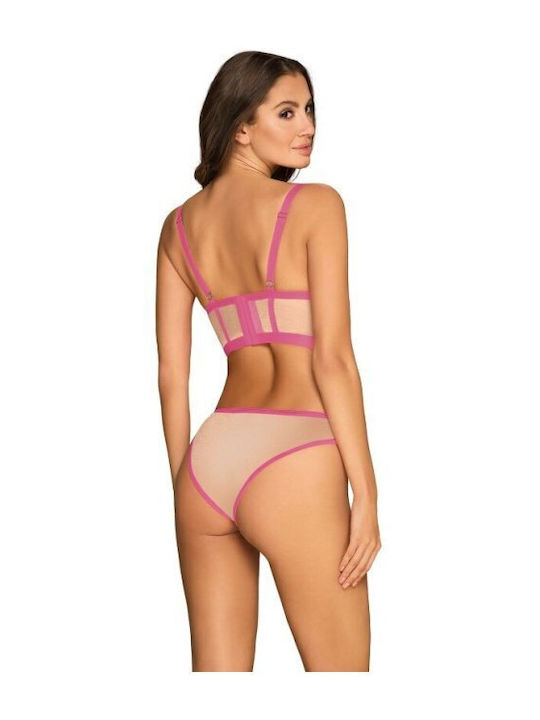 Obsessive Unterwäsche-Set für Damen BH mit Zeichenfolge Beige Nudelia