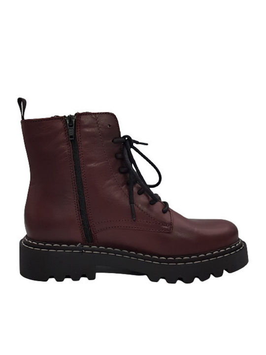 Creator Leather Women's Ankle Boots Burgundy