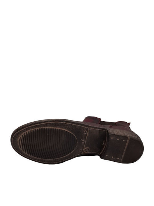 Leder Damen Chelsea Stiefeletten Burgundisch