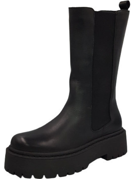 Creator Leder Damen Chelsea Stiefeletten Schwarz