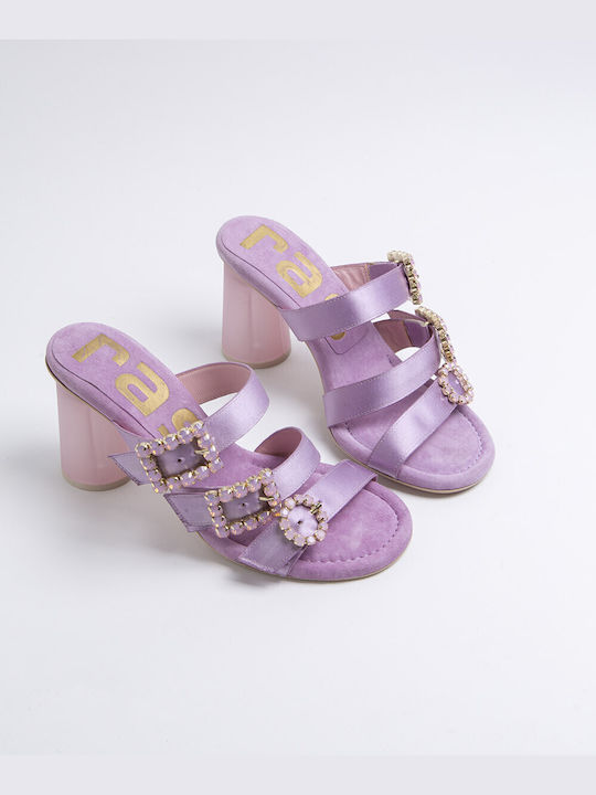 Ras Material Women's Sandals Violet with High Heel