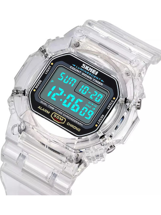 Skmei Kids Digital Watch with Rubber/Plastic Strap White