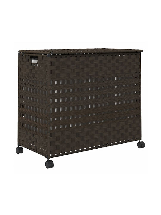 vidaXL Fabric Collapsible Laundry Basket With Lid 66x35x60cm Brown