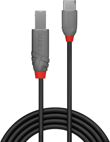 Lindy USB 2.0 Kabel USB-C männlich - USB-B Schwarz 2m (36942)