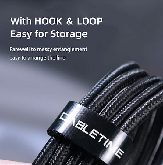 Cabletime Braided USB 2.0 Cable USB-C male - USB-C 60W Μαύρο 2m 128188