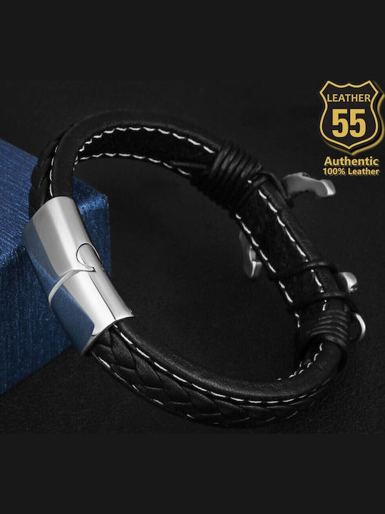 Leather 55 Ανδρικό Βραχιόλι Δερμάτινο