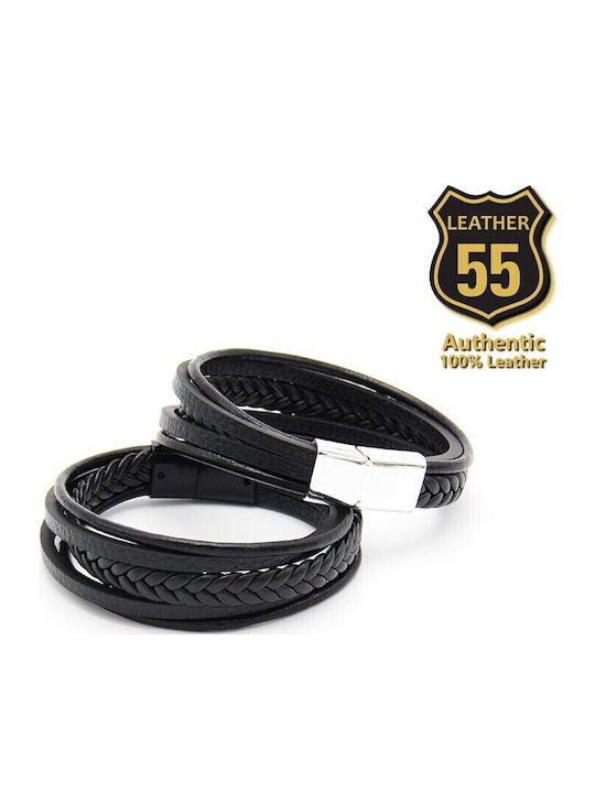 Leather 55 Ανδρικό Βραχιόλι Δερμάτινο
