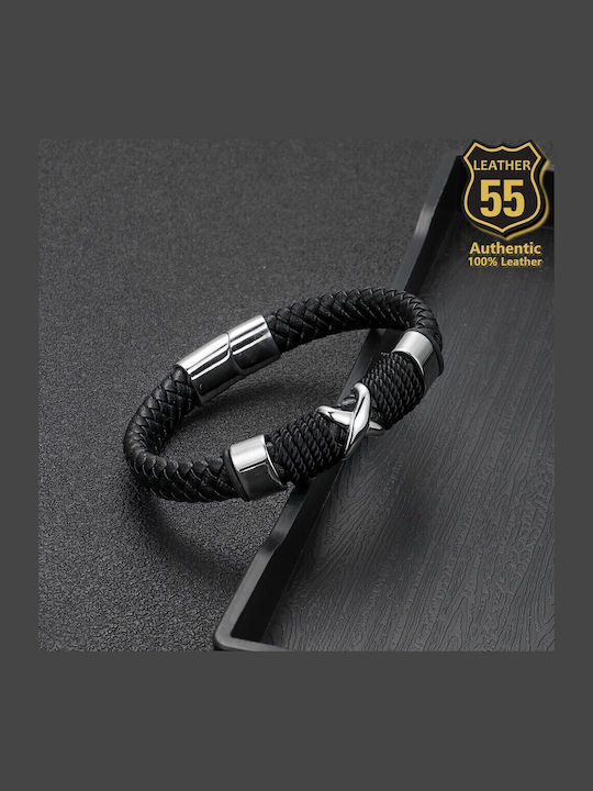 Leather 55 Ανδρικό Βραχιόλι Δερμάτινο