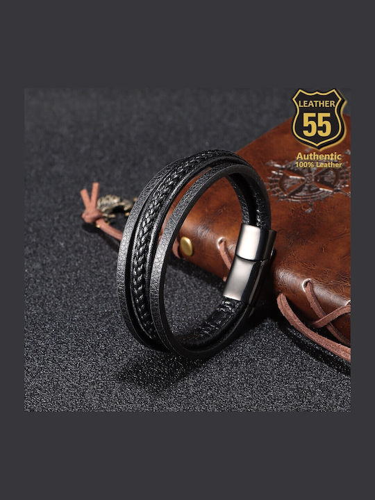 Leather 55 Ανδρικό Βραχιόλι Δερμάτινο
