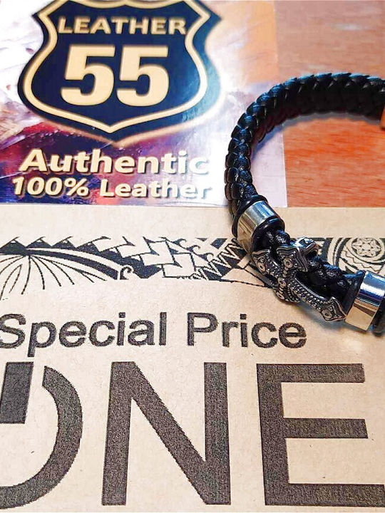 Leather 55 Ανδρικό Βραχιόλι Δερμάτινο
