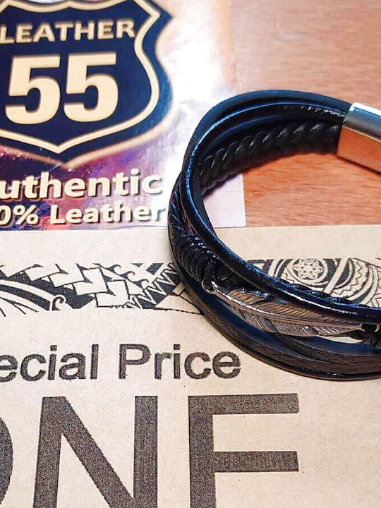 Leather 55 Ανδρικό Βραχιόλι από Δέρμα