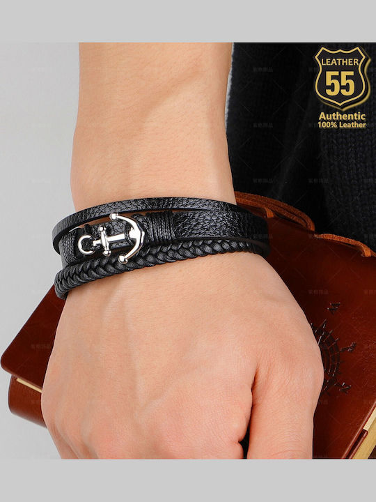 Leather 55 Ανδρικό Βραχιόλι από Δέρμα