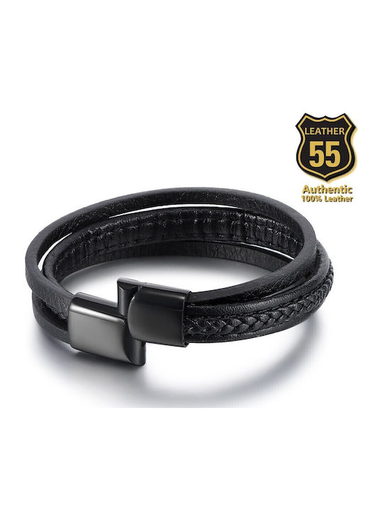 Leather 55 Ανδρικό Βραχιόλι από Δέρμα