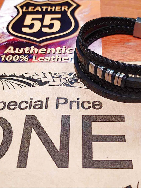 Leather 55 Ανδρικό Βραχιόλι από Δέρμα