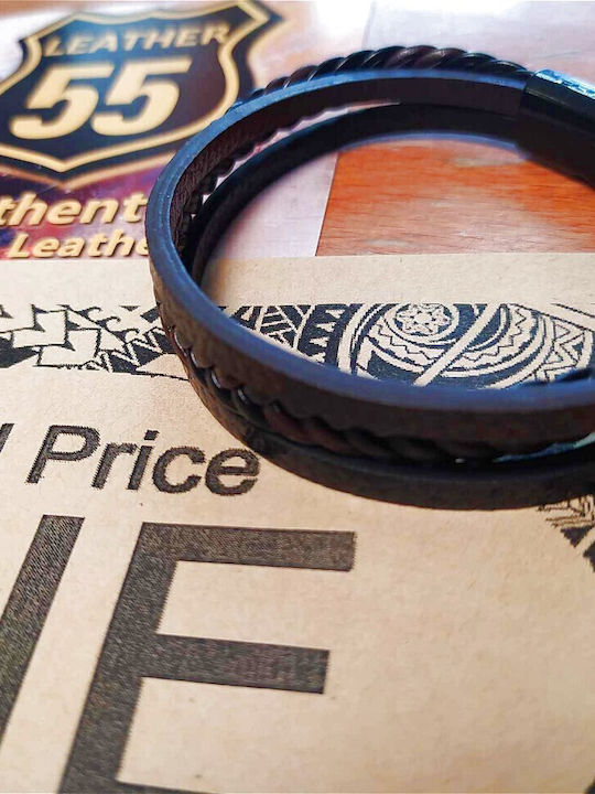 Leather 55 Ανδρικό Βραχιόλι από Δέρμα