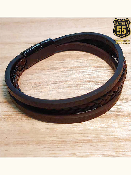 Leather 55 Ανδρικό Βραχιόλι από Δέρμα