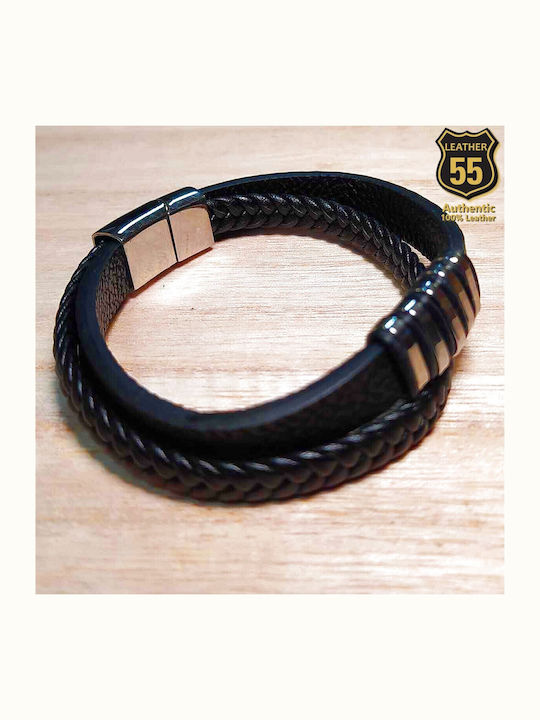 Leather 55 Ανδρικό Βραχιόλι από Δέρμα