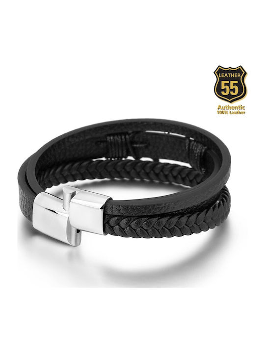Leather 55 Ανδρικό Βραχιόλι από Δέρμα