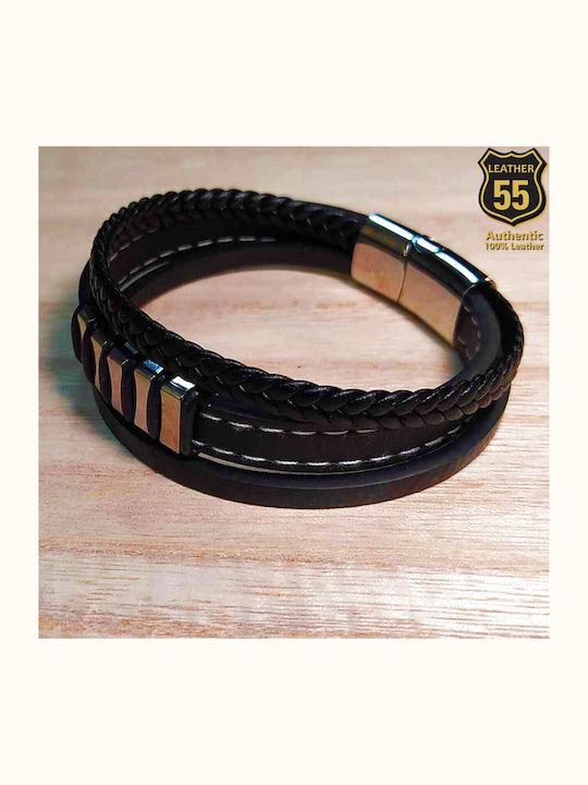 Leather 55 Ανδρικό Βραχιόλι από Δέρμα
