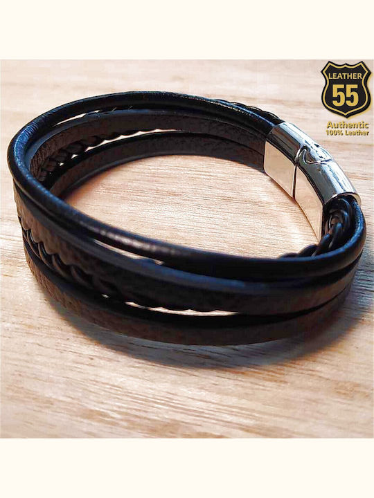 Leather 55 Ανδρικό Βραχιόλι από Δέρμα