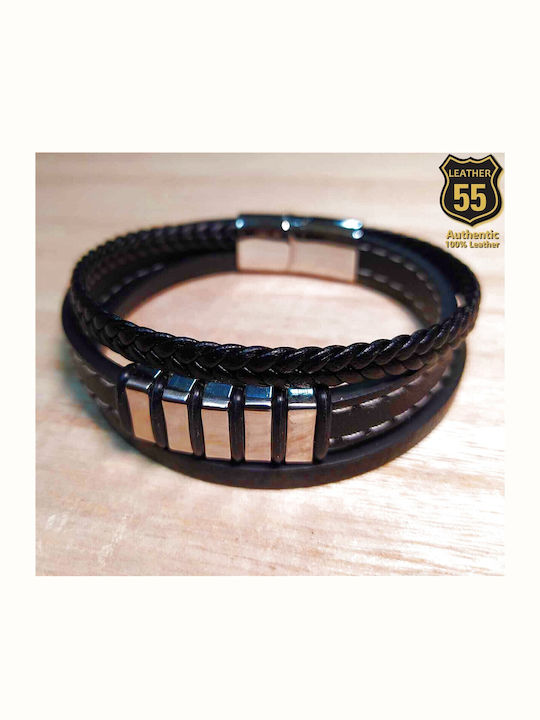 Leather 55 Ανδρικό Βραχιόλι από Δέρμα