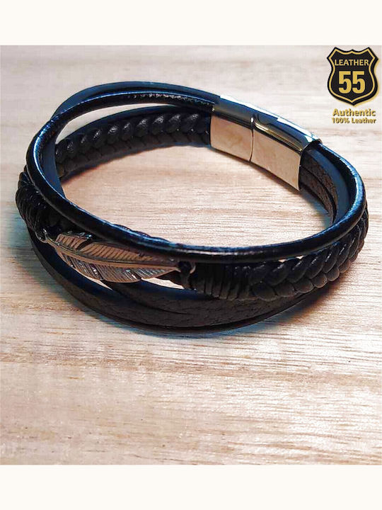 Leather 55 Ανδρικό Βραχιόλι από Δέρμα