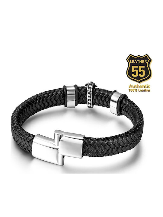 Leather 55 Ανδρικό Βραχιόλι από Δέρμα