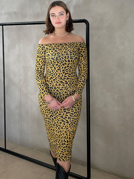 Illusion Rt Midi Dress Leopard