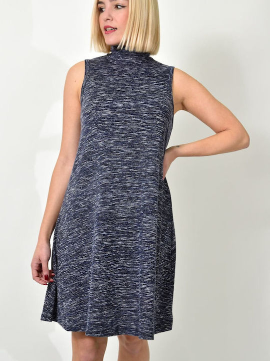 First Woman Mini Rochie Guler Înalt Dark blue