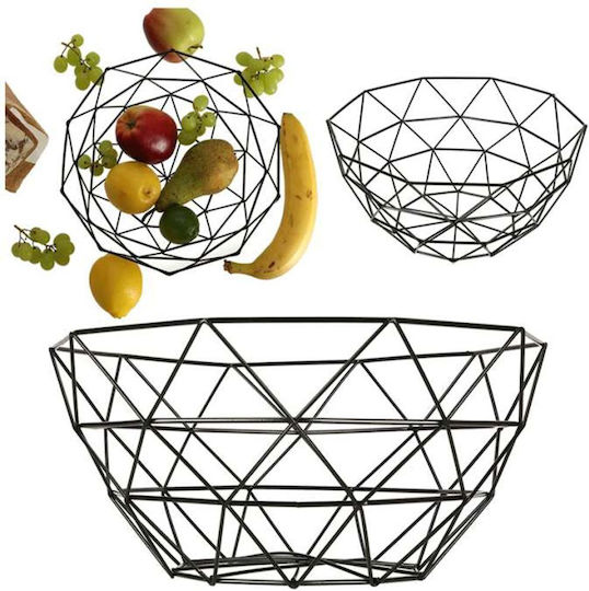 ikonka Obstschale Metallisch Schwarz 26x26x14cm