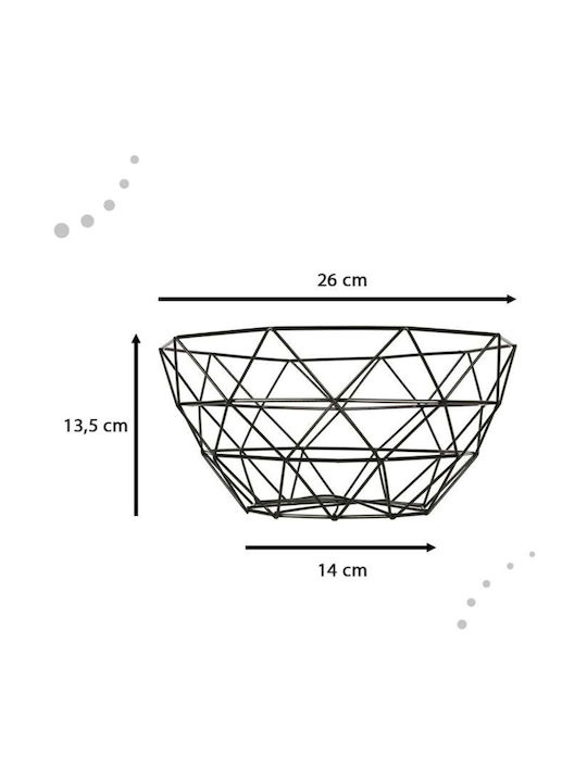 ikonka Obstschale Metallisch Schwarz 26x26x14cm