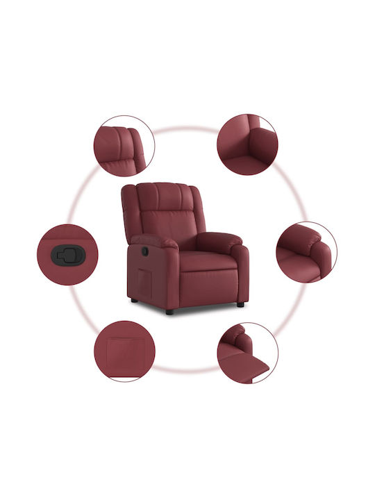Relax Armchair with Footstool from Leatherette Bordeaux 77x95x99cm