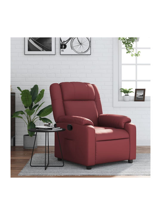 Relax Armchair with Footstool from Leatherette Bordeaux 77x95x99cm
